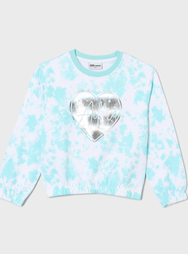 FAME FOREVER Girls Heart Print Sweatshirt