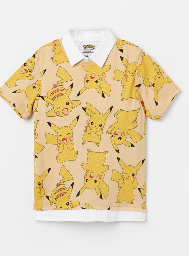 FAME FOREVER Boys Pikachu Printed T-shirt