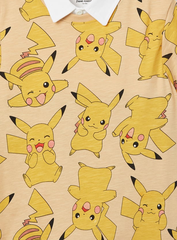 FAME FOREVER Boys Pikachu Printed T-shirt