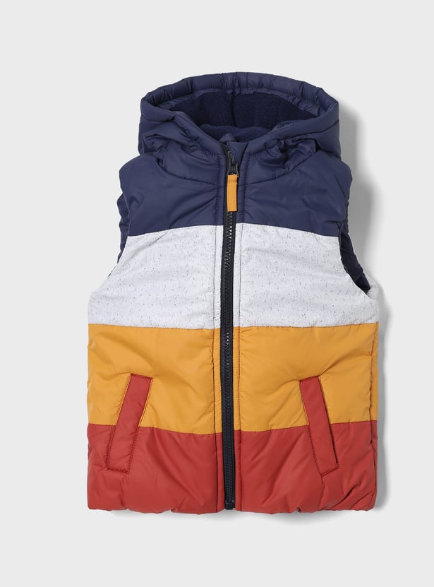JUNIORS Boys Colourblock Hooded Gilet