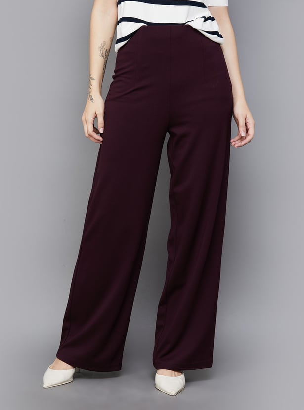 KRAUS Solid Wide Leg High-Rise Trousers