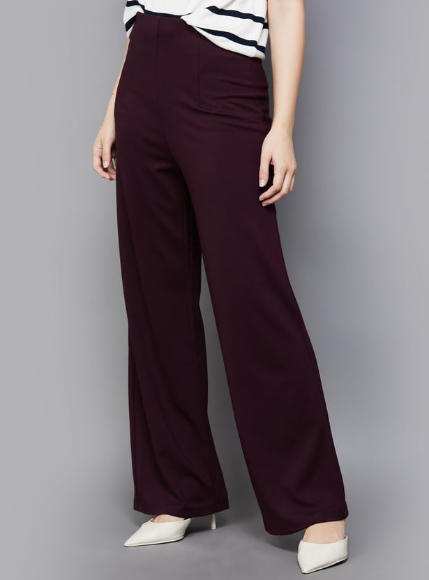 KRAUS Solid Wide Leg High-Rise Trousers
