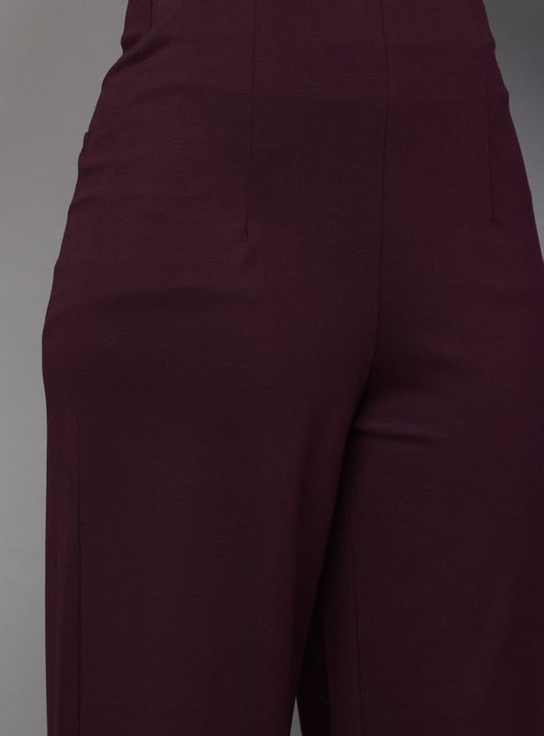 KRAUS Solid Wide Leg High-Rise Trousers