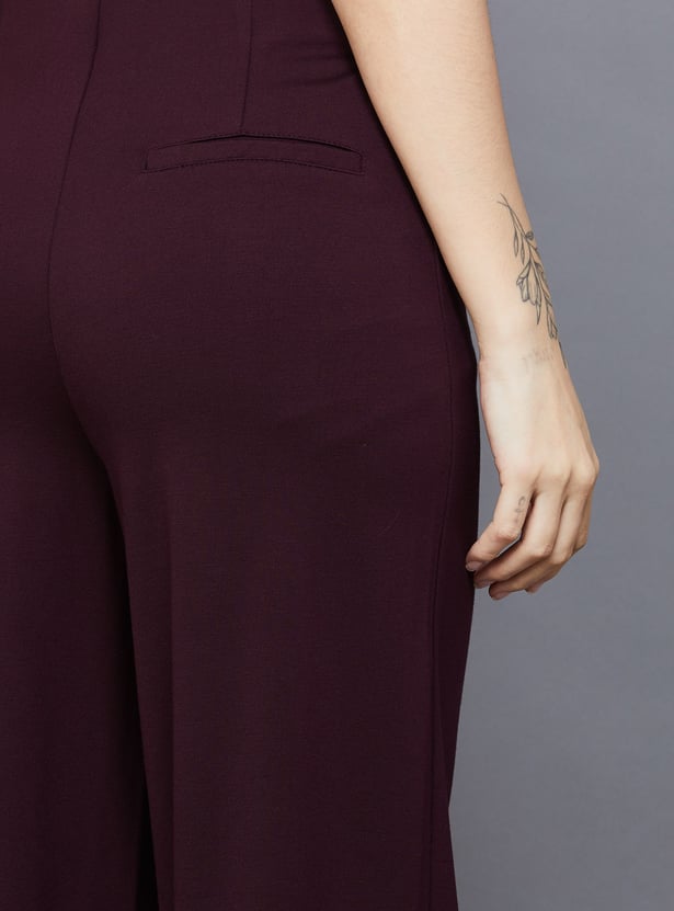 KRAUS Solid Wide Leg High-Rise Trousers