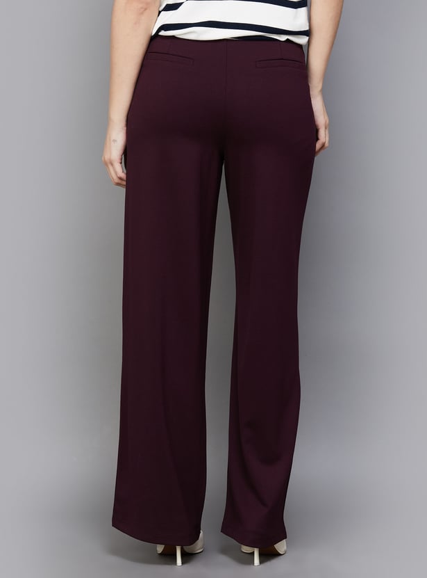 KRAUS Solid Wide Leg High-Rise Trousers