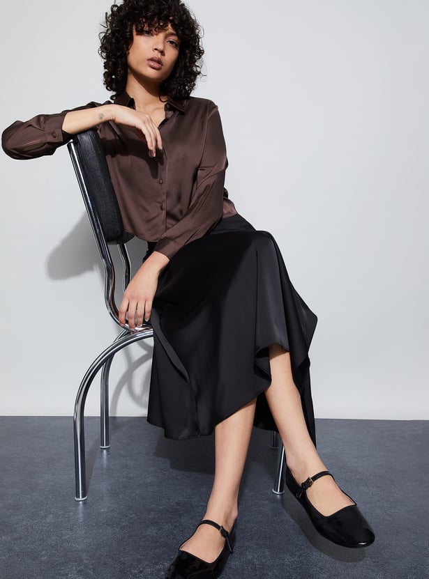 GINGER Solid Cropped Shirt