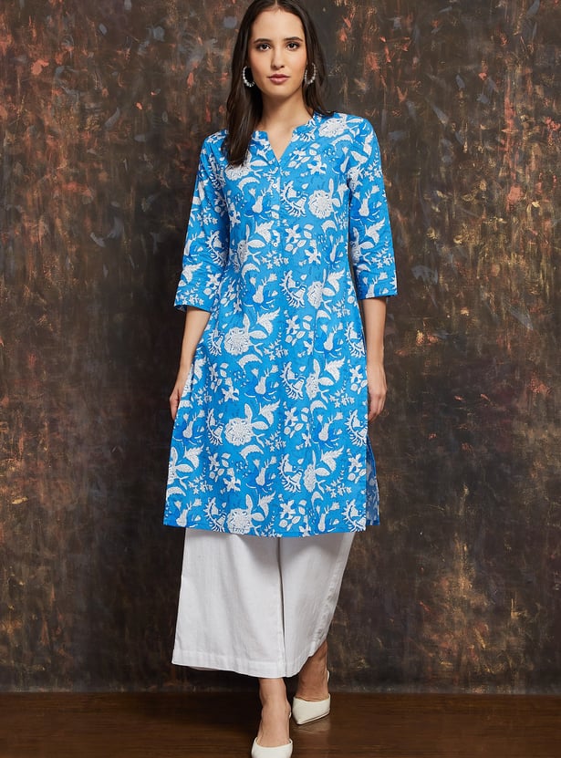 MELANGE Floral Print Straight Kurta