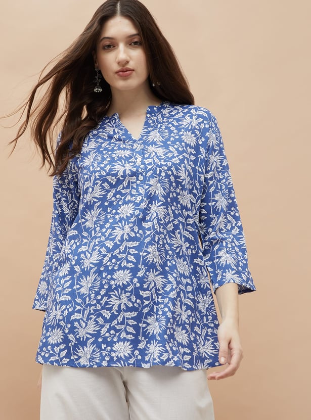 MELANGE Floral Print Straight Kurti