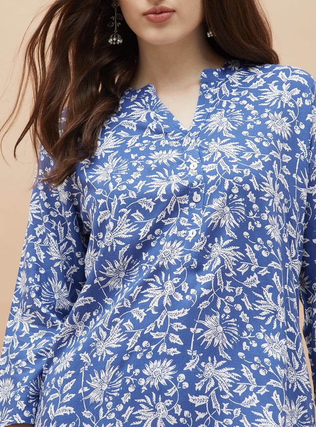 MELANGE Floral Print Straight Kurti