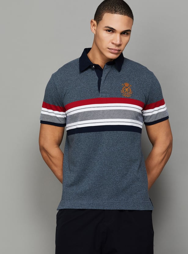 FAHRENHEIT Striped Polo T-shirt