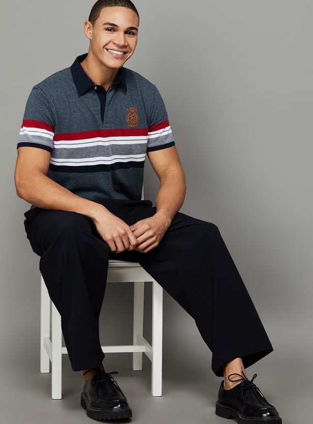 FAHRENHEIT Striped Polo T-shirt