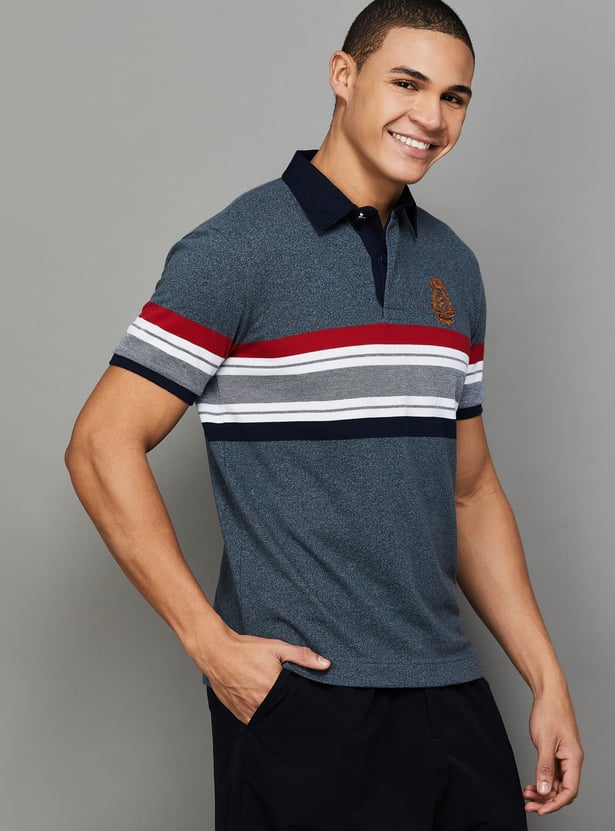 FAHRENHEIT Striped Polo T-shirt