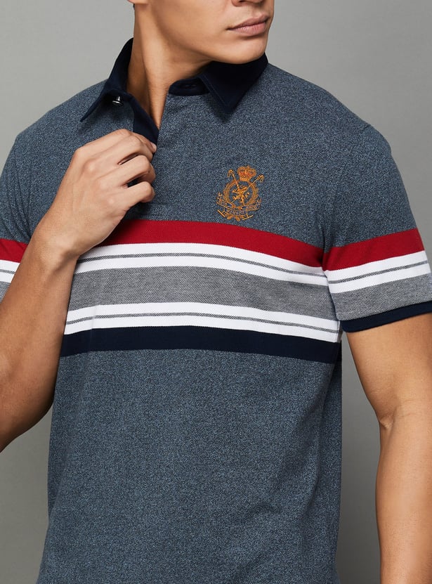 FAHRENHEIT Striped Polo T-shirt