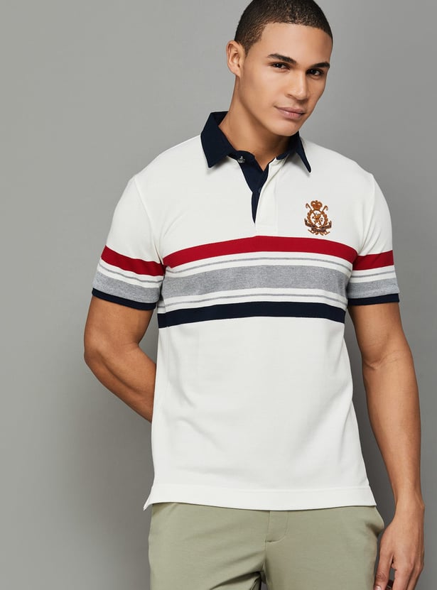 FAHRENHEIT Striped Polo T-shirt