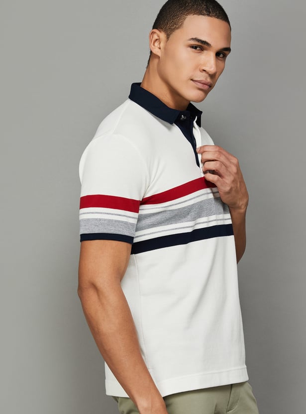 FAHRENHEIT Striped Polo T-shirt