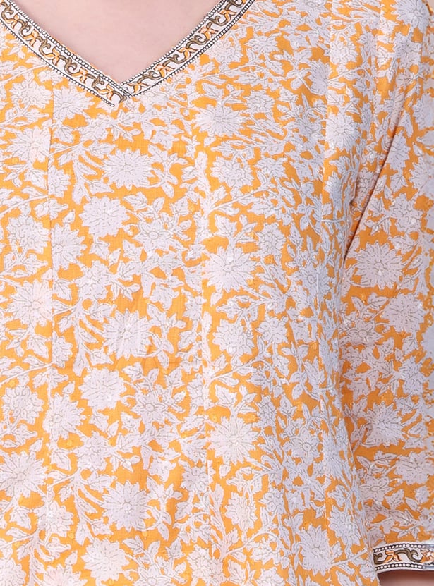 AURELIA Floral Print A-line Kurta