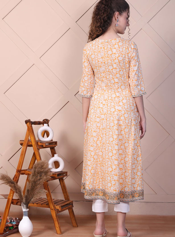 AURELIA Floral Print A-line Kurta