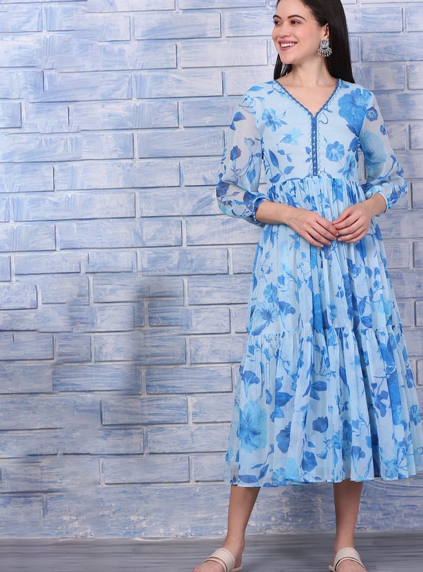 W Floral Print A-line Dress