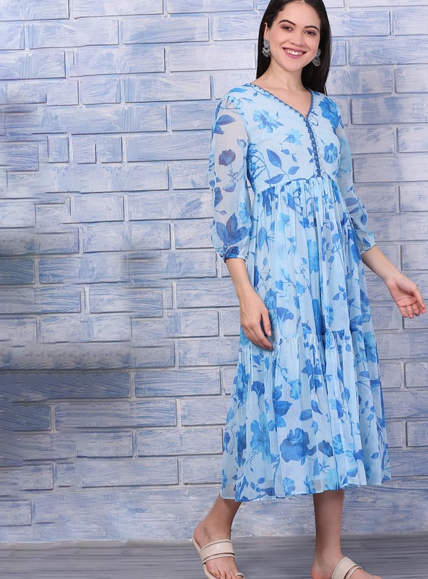W Floral Print A-line Dress