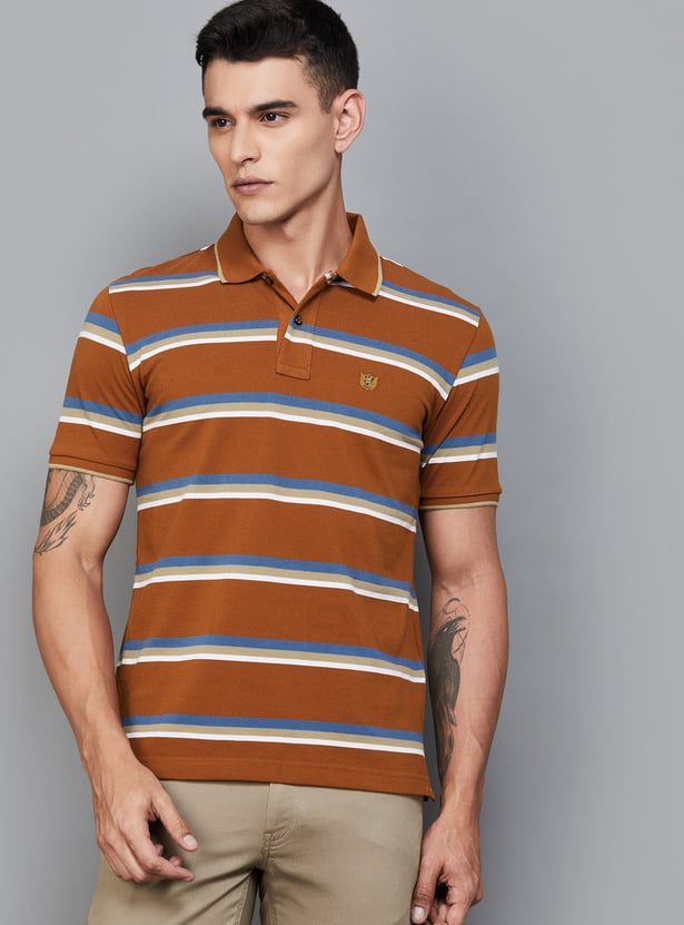 FAHRENHEIT Striped Polo T-shirt