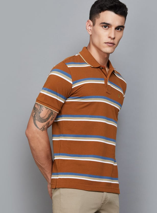 FAHRENHEIT Striped Polo T-shirt