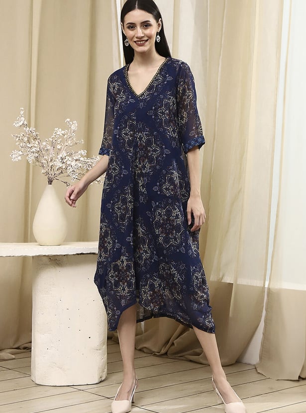 BIBA Printed A-line Dress with Camisole
