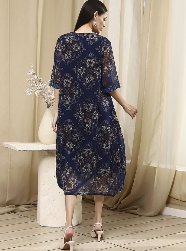 BIBA Printed A-line Dress with Camisole