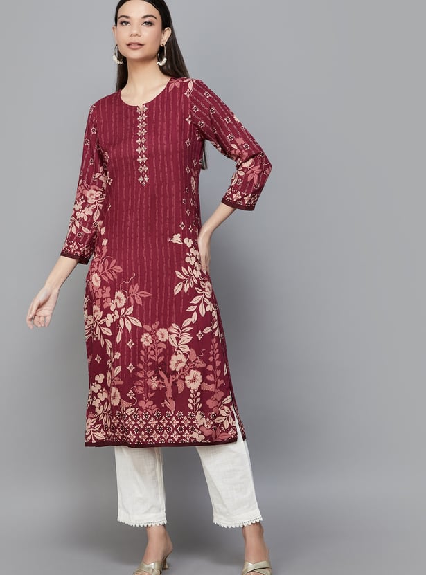 BIBA Floral Print Straight Kurta