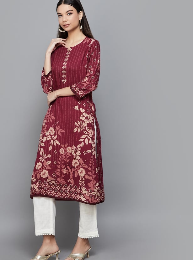 BIBA Floral Print Straight Kurta