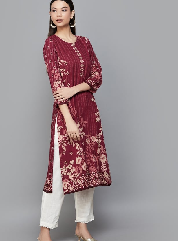 BIBA Floral Print Straight Kurta