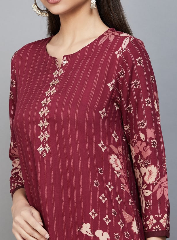 BIBA Floral Print Straight Kurta