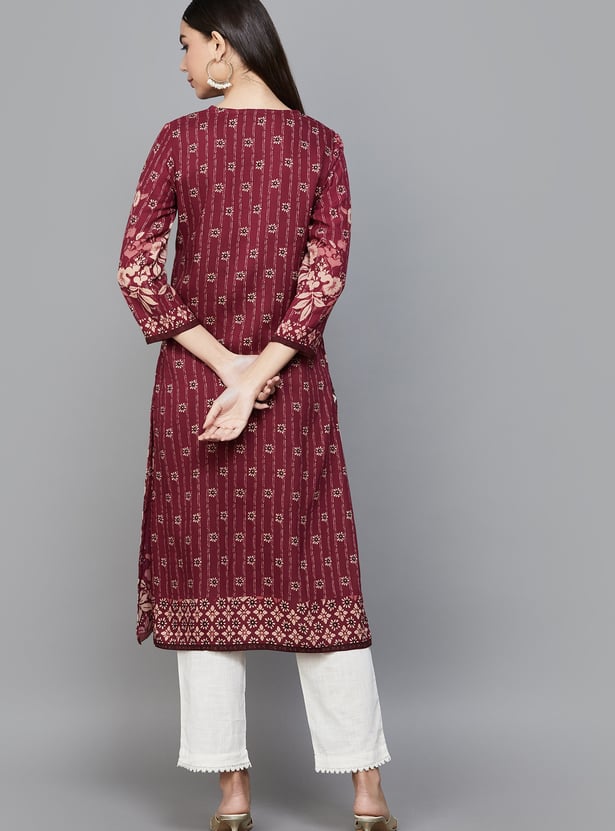BIBA Floral Print Straight Kurta