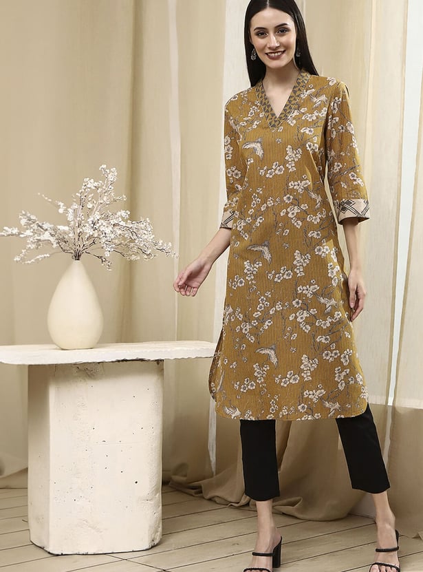 BIBA Floral Print Straight Kurta