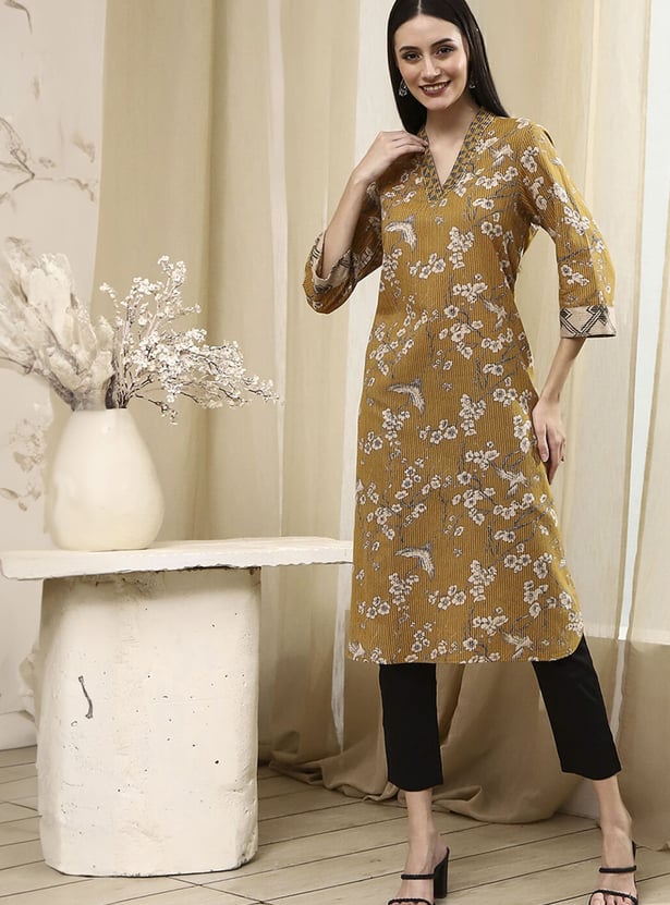BIBA Floral Print Straight Kurta