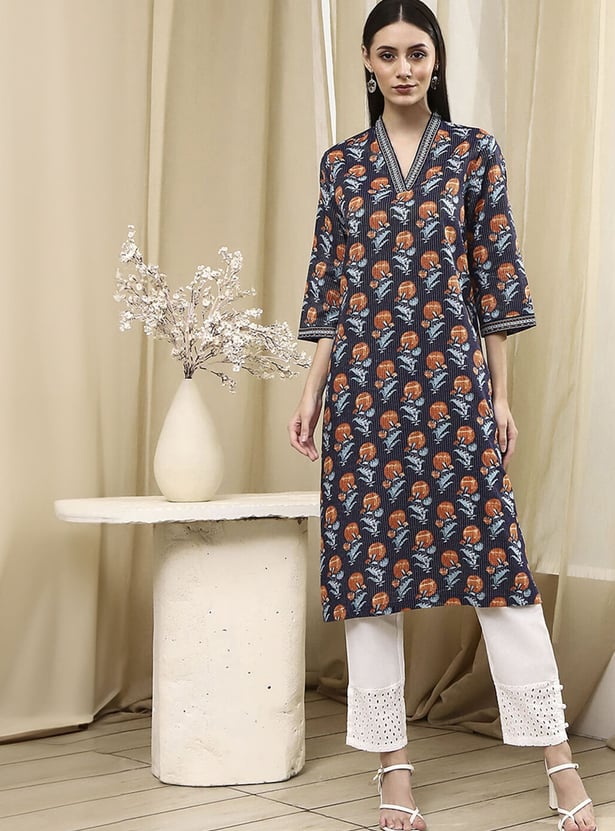 BIBA Floral Print Straight Kurta