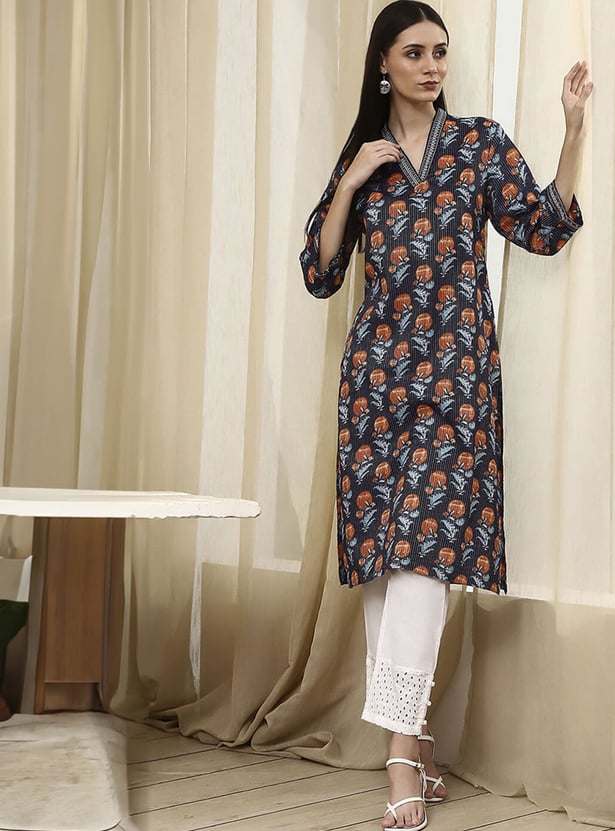 BIBA Floral Print Straight Kurta