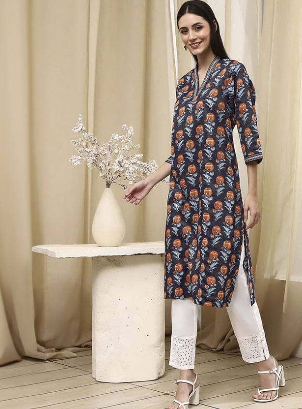 BIBA Floral Print Straight Kurta