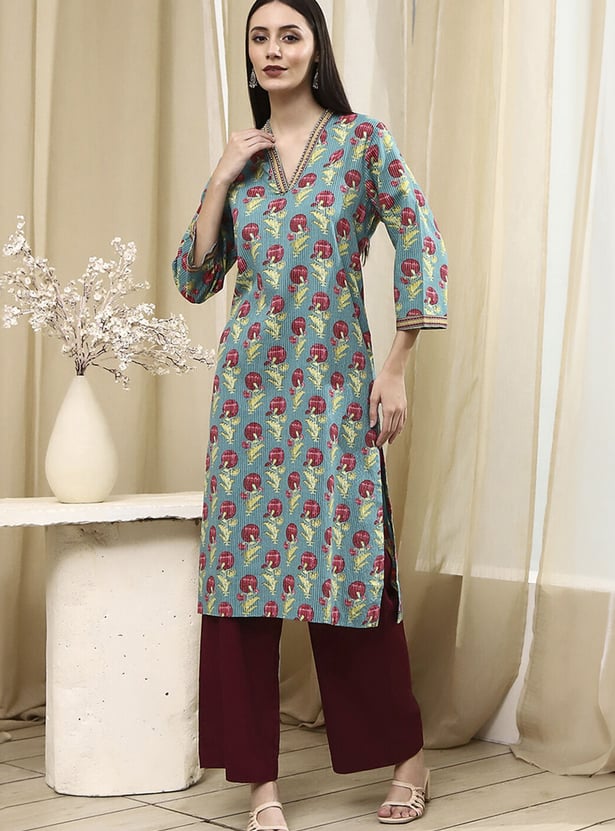 BIBA Floral Print Straight Kurta