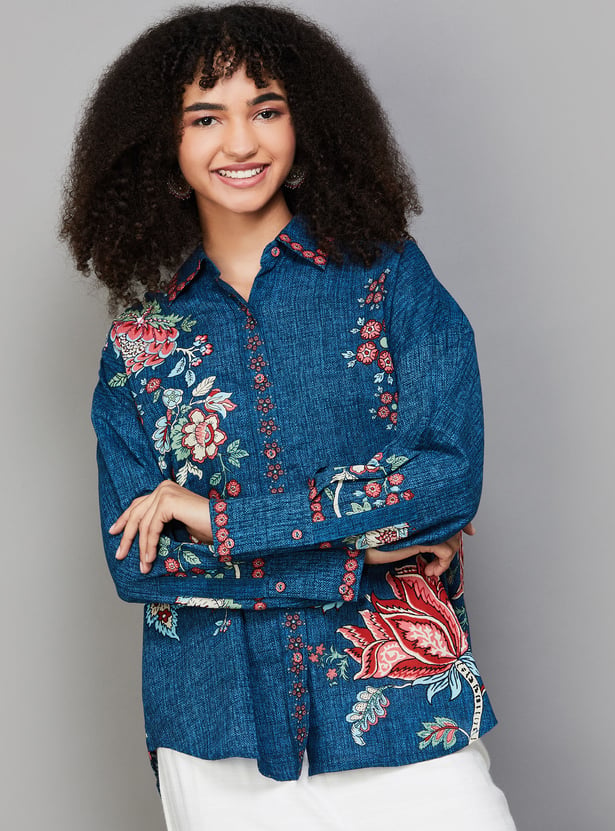 BIBA Floral Print Tunic with High Low Hem