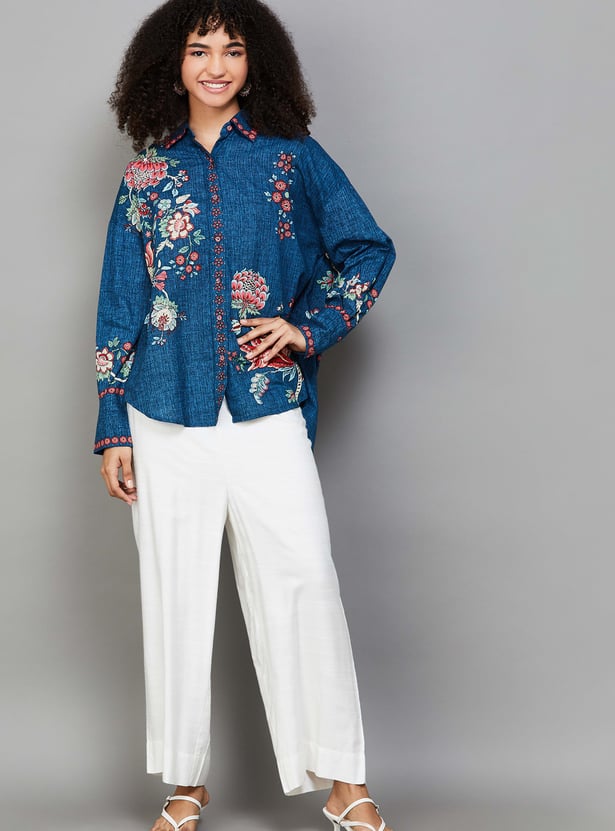 BIBA Floral Print Tunic with High Low Hem