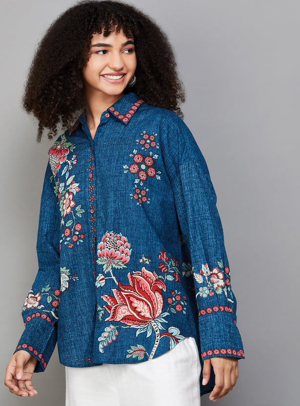 BIBA Floral Print Tunic with High Low Hem