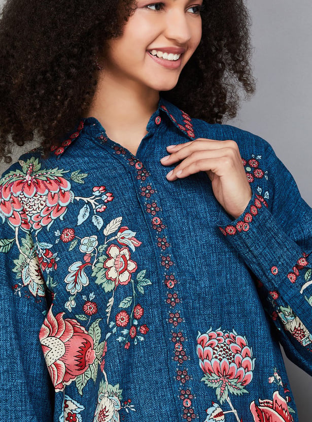 BIBA Floral Print Tunic with High Low Hem
