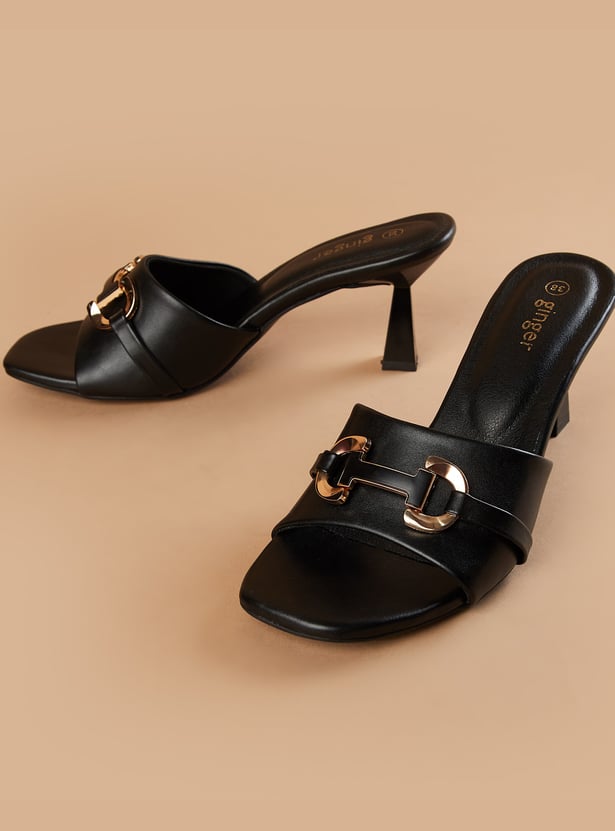 GINGER Metal Accent Spool Heels