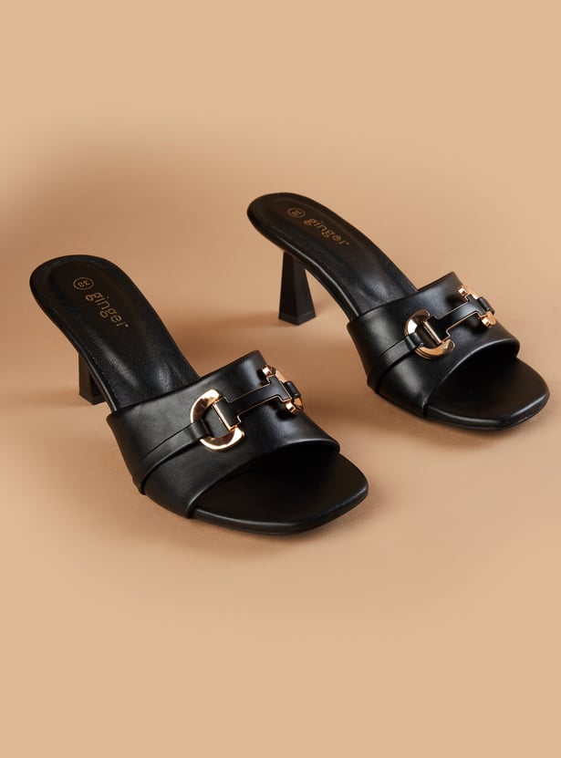 GINGER Metal Accent Spool Heels