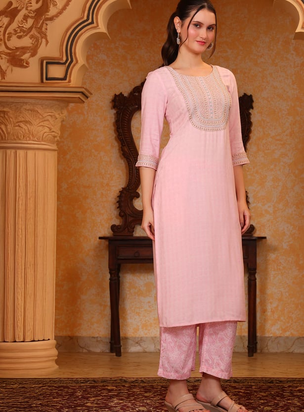 AURELIA Printed Straight Kurta Set