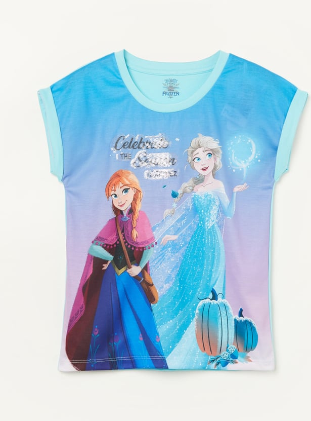 KIDSVILLE Girls Frozen Graphic Print T-shirt