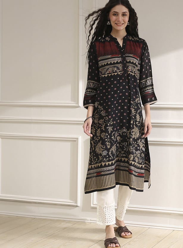 BIBA Ethnic Motif Printed A-Line Kurta
