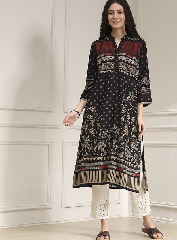 BIBA Ethnic Motif Printed A-Line Kurta