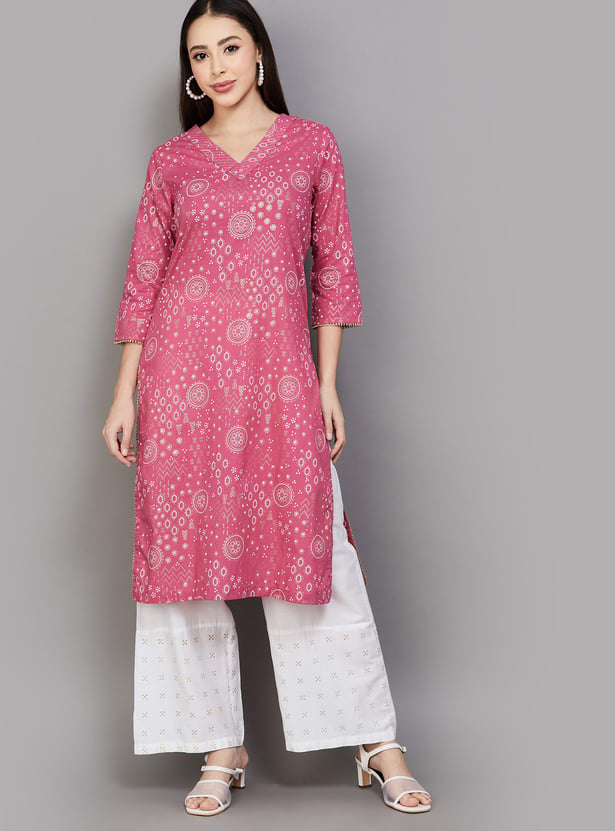 BIBA Bandhani Print Straight Kurta