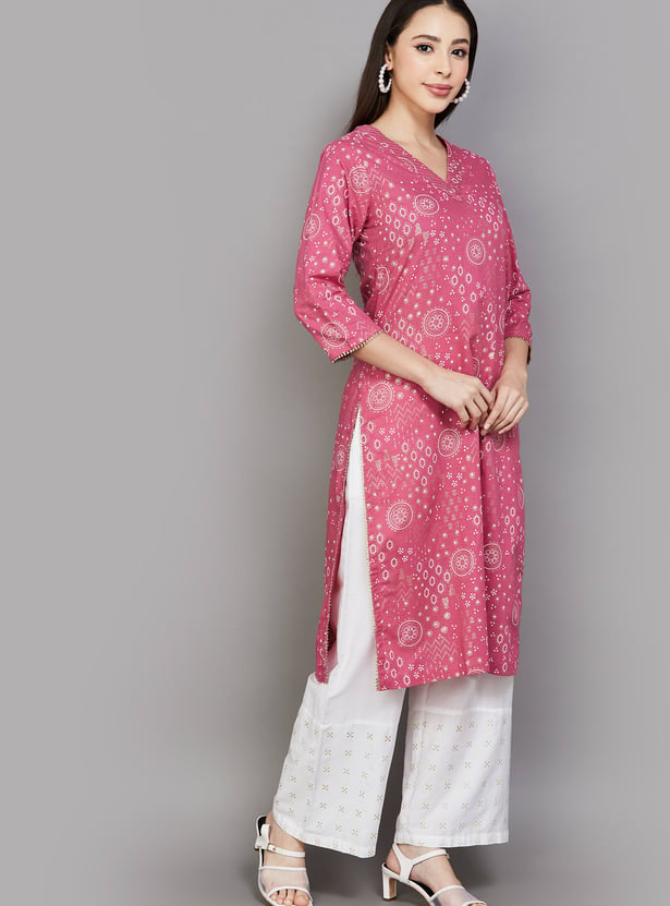 BIBA Bandhani Print Straight Kurta